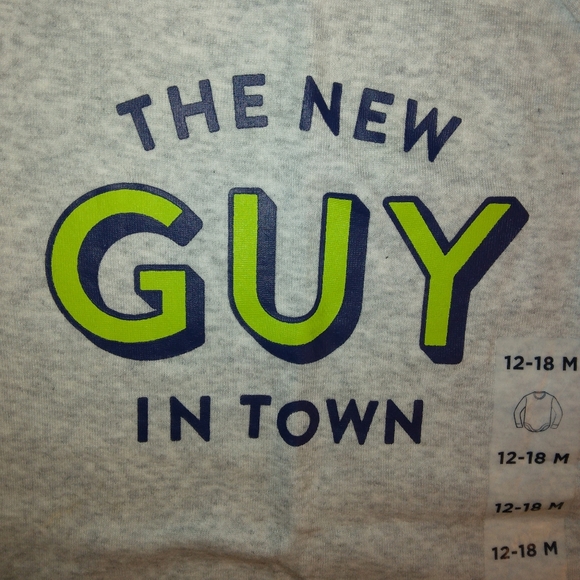 NWT OLD NAVY Boys "New Guy in Town" Long Sleeve Bodysuit 12-18mo - Picture 2 of 8